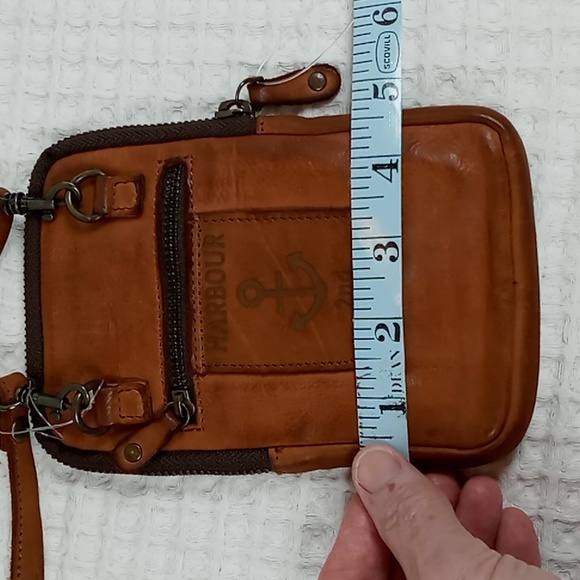 Harbour 2nd Brown/Cognac Leather Crossbody Mini Bag/Cell w/Adjustable Strap NWOT - Picture 10 of 13